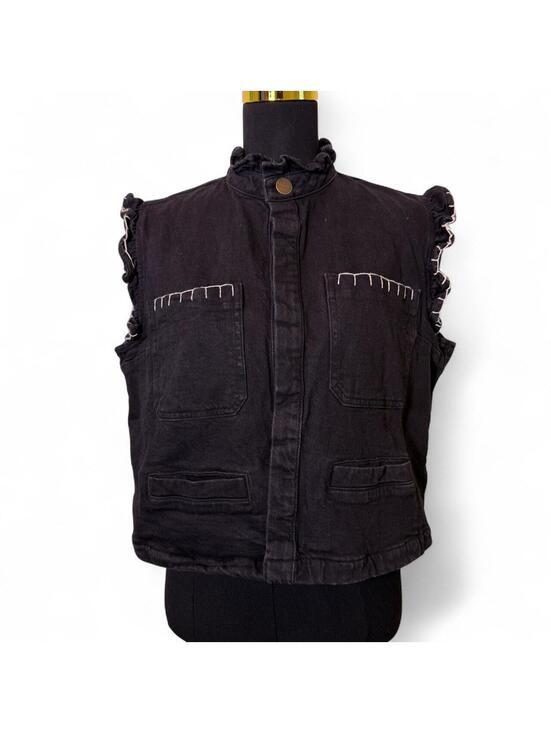 Anthropologie Jackets & Blazers - Seventy + Mochi for Anthropologie Women's Black Denim Vest sz Medium